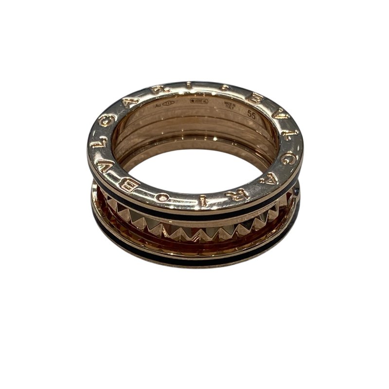 BVLGARI 寶格麗 B.zero1 RING SIZE:55 18K 陶瓷 戒指 黑色 玫瑰金 PG-0