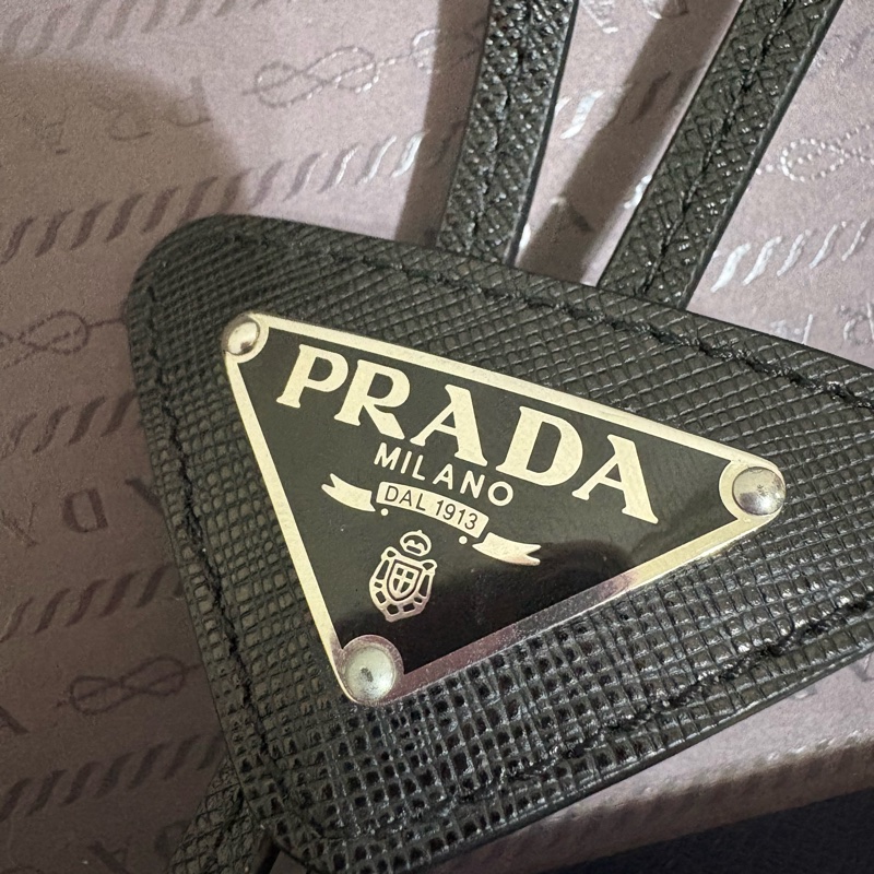 PRADA Saffiano 皮革保羅領帶(黑)-3