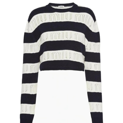 Miu Miu 女士 鏤空細節針織套頭衫IT-36碼