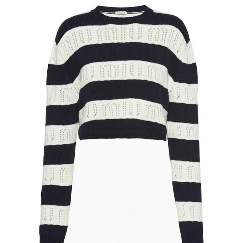 Miu Miu 女士 鏤空細節針織套頭衫IT-36碼-0