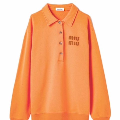 Miu Miu 女士 徽標刺繡長袖Polo衫XS碼