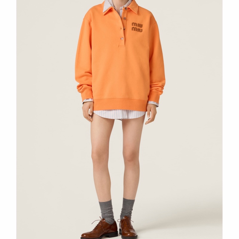 Miu Miu 女士 徽標刺繡長袖Polo衫XS碼-1