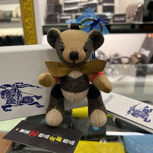 東區正精品㊣ BURBERRY THOMAS 8124868 全新經典格紋蝴蝶結泰迪熊公仔吊飾鑰匙圈掛飾吊飾 RZ6258-0