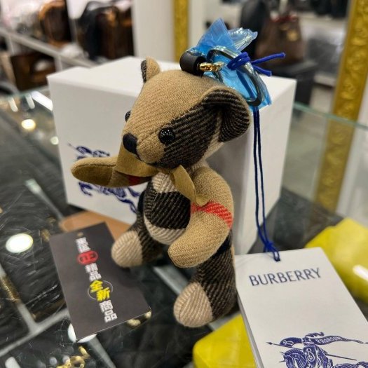 東區正精品㊣ BURBERRY THOMAS 8124868 全新經典格紋蝴蝶結泰迪熊公仔吊飾鑰匙圈掛飾吊飾 RZ6258-1