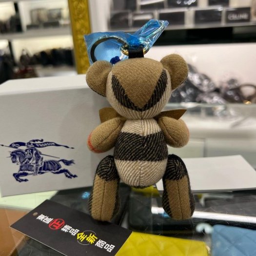 東區正精品㊣ BURBERRY THOMAS 8124868 全新經典格紋蝴蝶結泰迪熊公仔吊飾鑰匙圈掛飾吊飾 RZ6258-3
