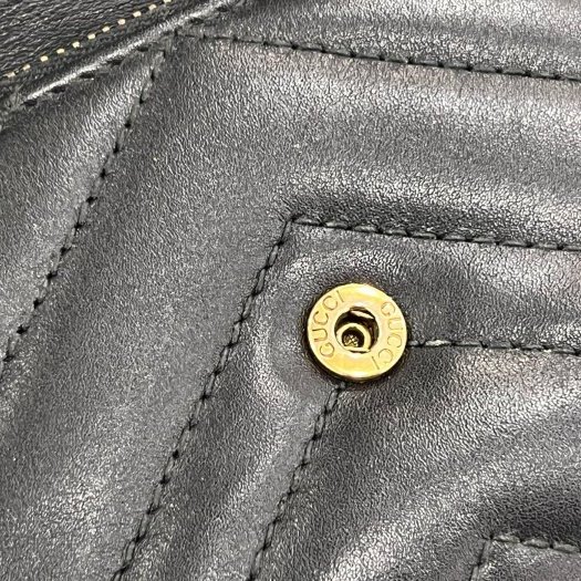 東區正精品㊣GUCCI 474802 matelasse wallet MARMONT 黑色金釦翻蓋三折釦子短夾 RZ6259-5