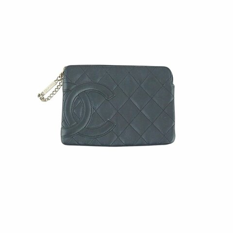 CHANEL 香奈兒 康朋黑色皮革小包 手拿包 化妝包