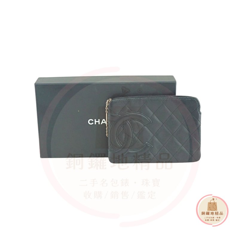 CHANEL 香奈兒 康朋黑色皮革小包 手拿包 化妝包-2