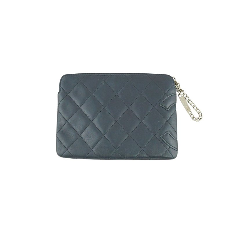 CHANEL 香奈兒 康朋黑色皮革小包 手拿包 化妝包-4