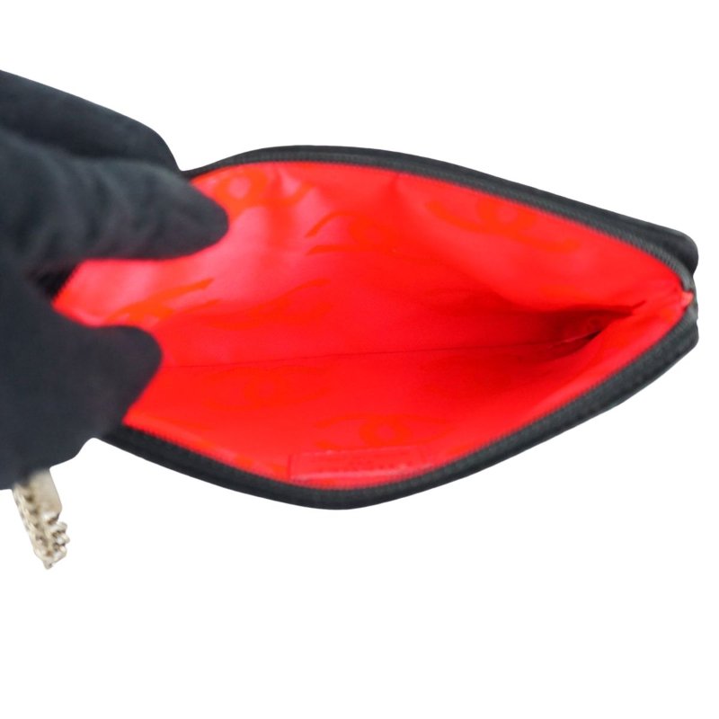 CHANEL 香奈兒 康朋黑色皮革小包 手拿包 化妝包-10