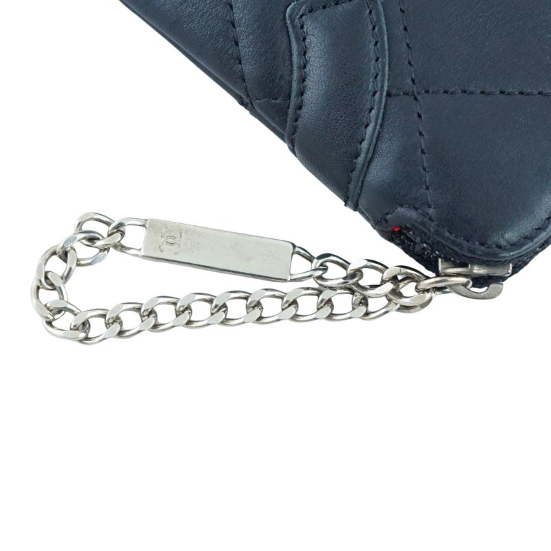 CHANEL 香奈兒 康朋黑色皮革小包 手拿包 化妝包-13