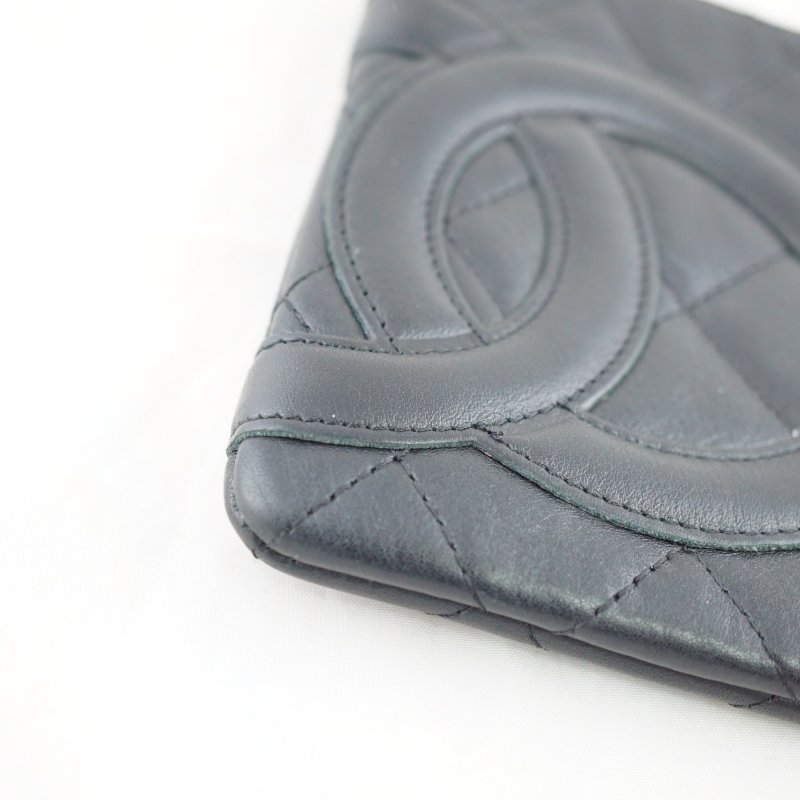 CHANEL 香奈兒 康朋黑色皮革小包 手拿包 化妝包-18