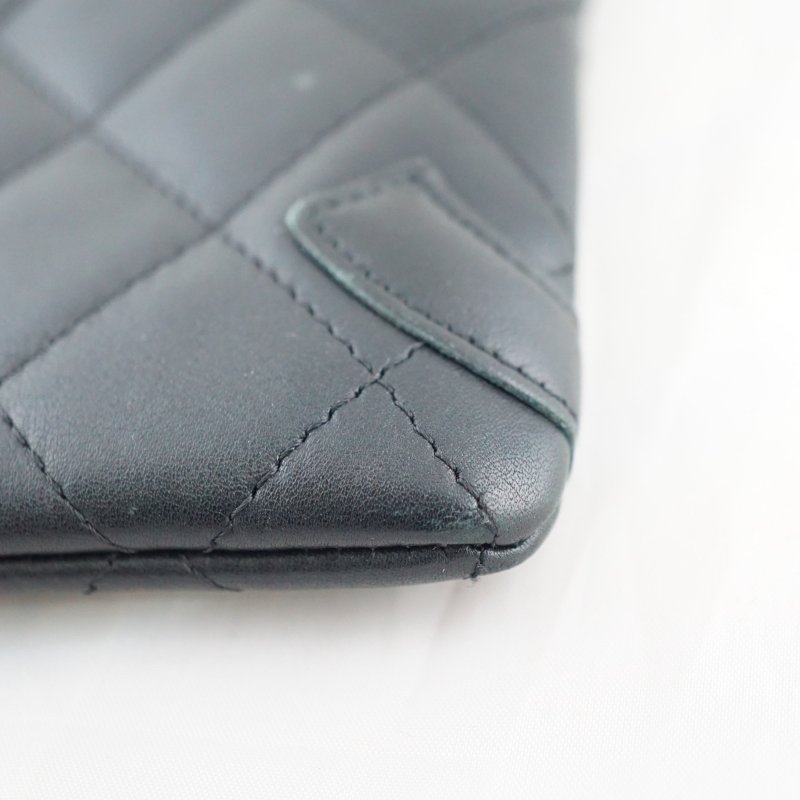 CHANEL 香奈兒 康朋黑色皮革小包 手拿包 化妝包-21