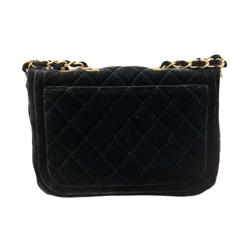 CHANEL 香奈兒 VELVET QUILTED DOUBLE FRAME FLAP BLACK BAG 迷你口蓋包 絨革 黑色 金釦-2