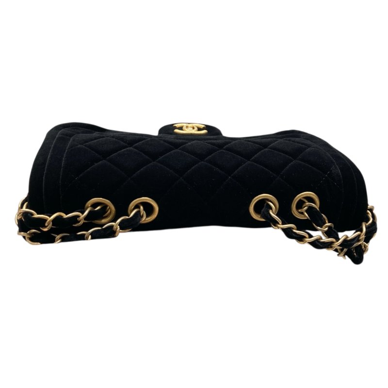 CHANEL 香奈兒 VELVET QUILTED DOUBLE FRAME FLAP BLACK BAG 迷你口蓋包 絨革 黑色 金釦-6