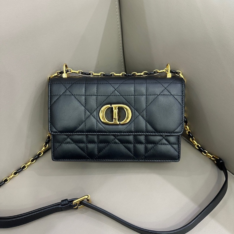 Dior Miss caro黑金菱格紋羊皮鏈條包 19*12  98新配件塵袋-3