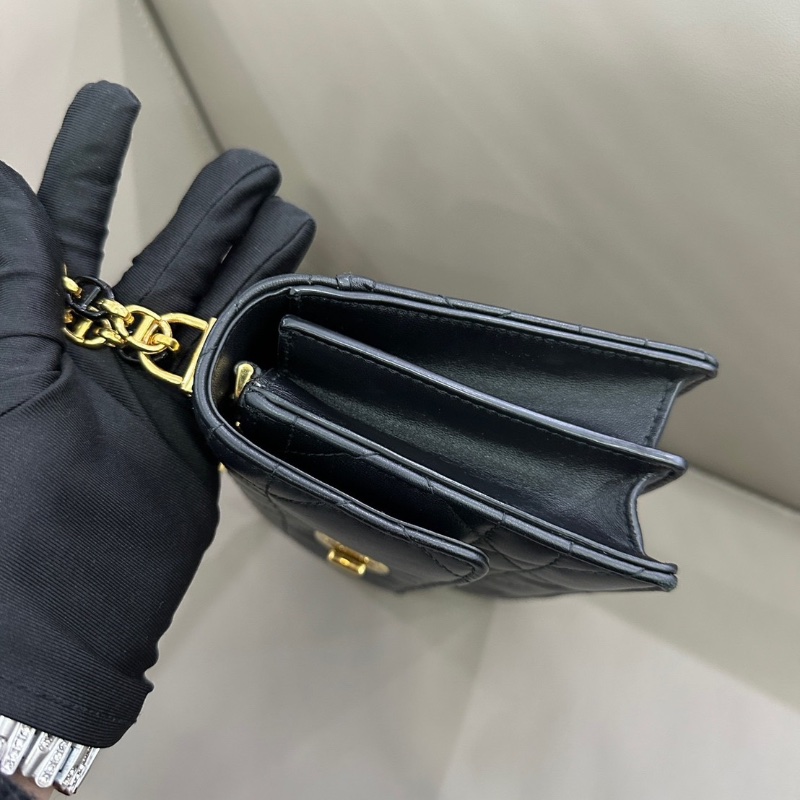 Dior Miss caro黑金菱格紋羊皮鏈條包 19*12  98新配件塵袋-6