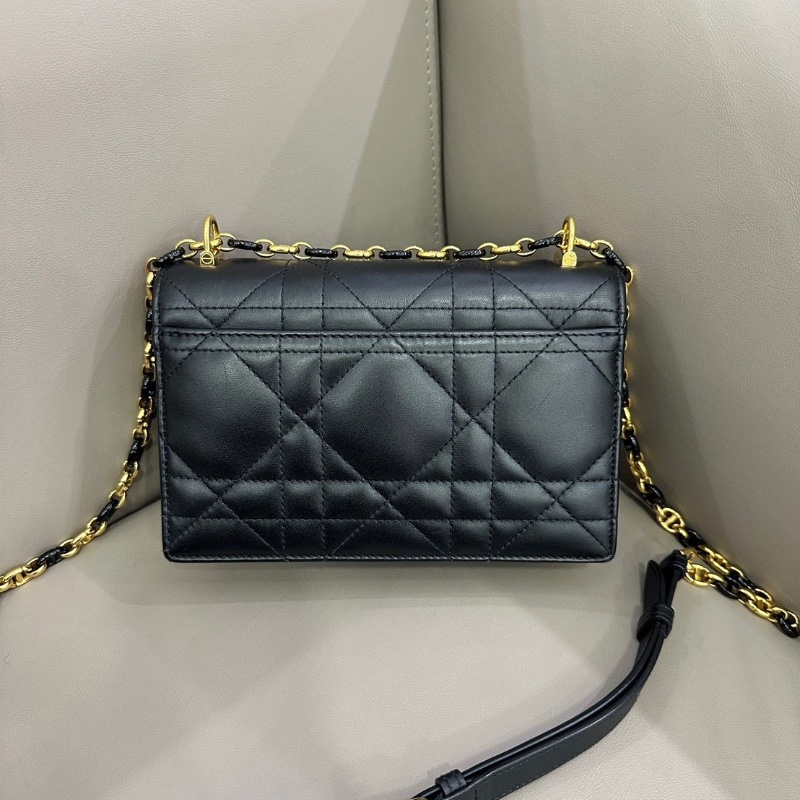 Dior Miss caro黑金菱格紋羊皮鏈條包 19*12  98新配件塵袋-7