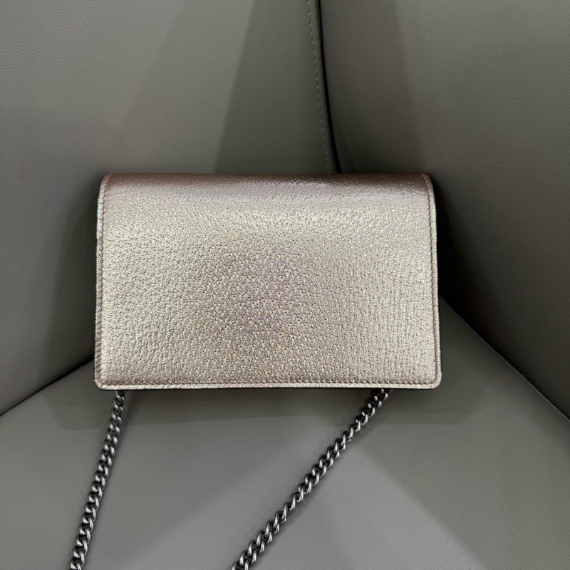 Gucci香檳金色mini酒神鏈條包 20*15.5*5 98新配件塵袋-4