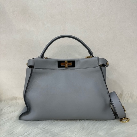 fendi 8BN290 天空藍牛皮雙層斜背包 peekaboo