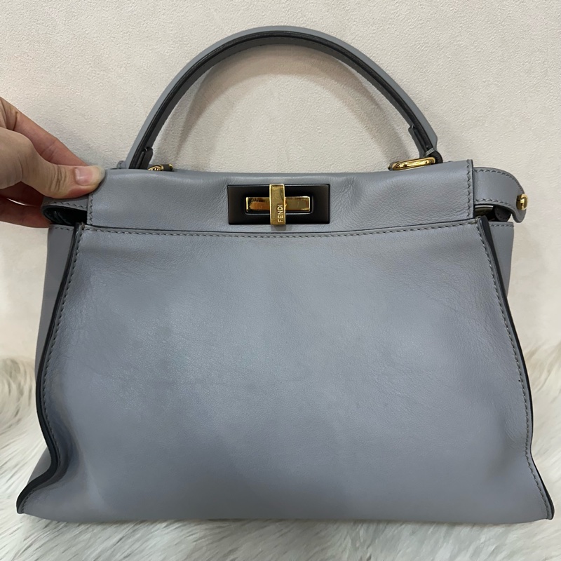 fendi 8BN290 天空藍牛皮雙層斜背包 peekaboo-10