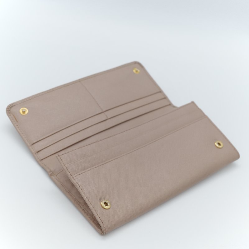 Prada 普拉達Saffiano 米色防刮牛皮蝴蝶結長夾-4