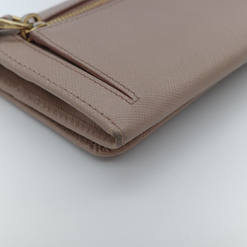 Prada 普拉達Saffiano 米色防刮牛皮蝴蝶結長夾-9