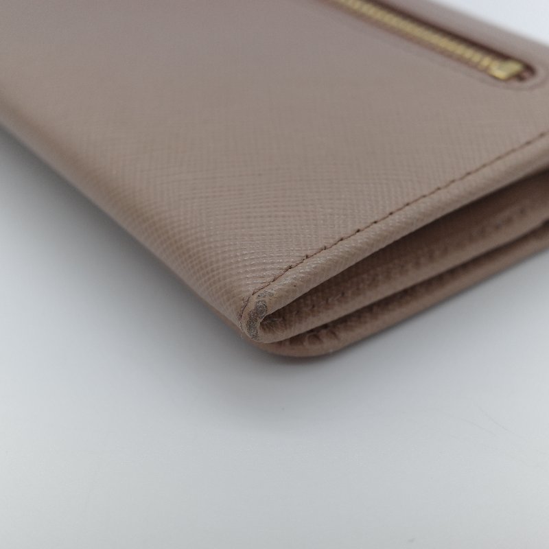 Prada 普拉達Saffiano 米色防刮牛皮蝴蝶結長夾-10