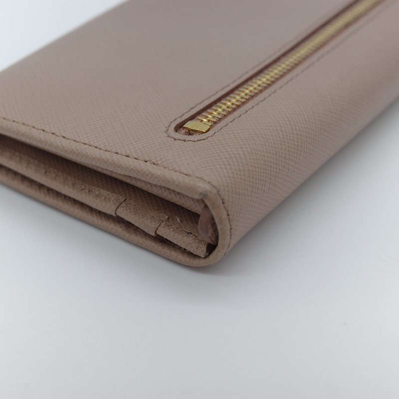 Prada 普拉達Saffiano 米色防刮牛皮蝴蝶結長夾-11