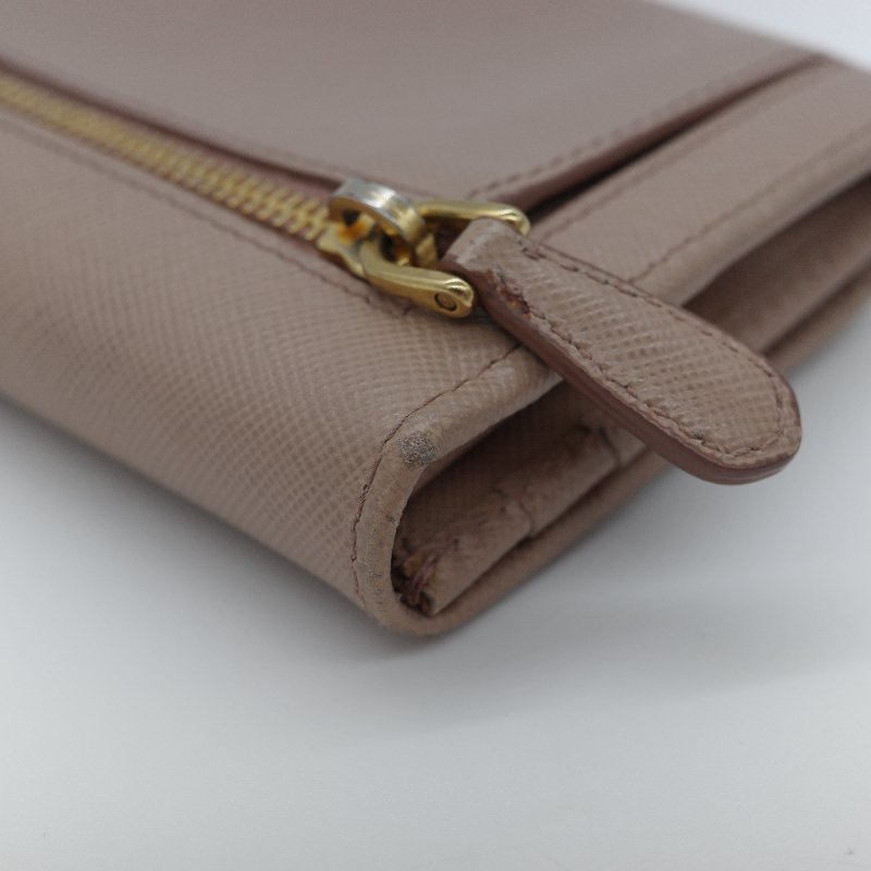 Prada 普拉達Saffiano 米色防刮牛皮蝴蝶結長夾-12