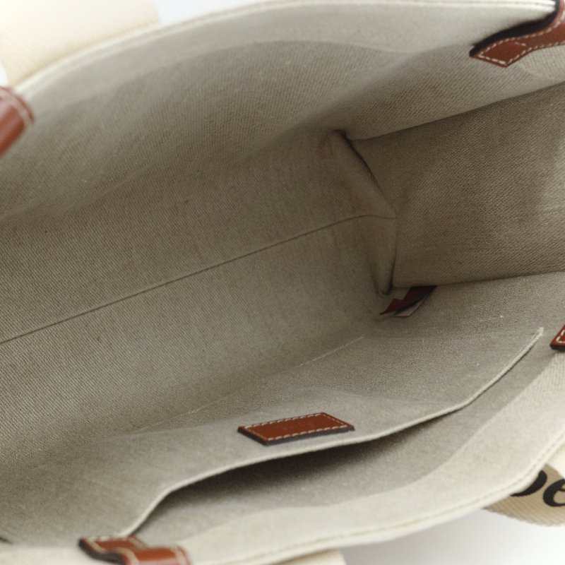 Chloé 蔻伊 Woody 中號 米色亞麻 帆布 托特包-11