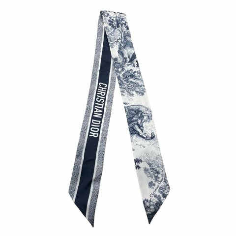 CHRISTIAN DIOR 迪奧 TOILE DE JOUY SAUVAGE 法式印花圖騰MITZAH絲巾 絲綢斜紋布 黑白色