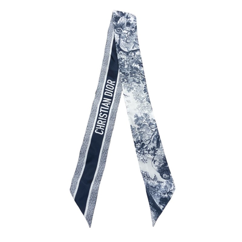 CHRISTIAN DIOR 迪奧 TOILE DE JOUY SAUVAGE 法式印花圖騰MITZAH絲巾 絲綢斜紋布 黑白色-1