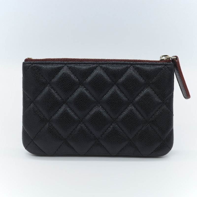Chanel 香奈兒 經典荔枝紋 黑色 小牛皮 銀釦 拉鍊零錢包-2