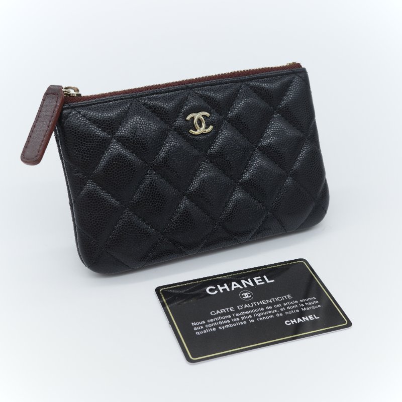 Chanel 香奈兒 經典荔枝紋 黑色 小牛皮 銀釦 拉鍊零錢包-5