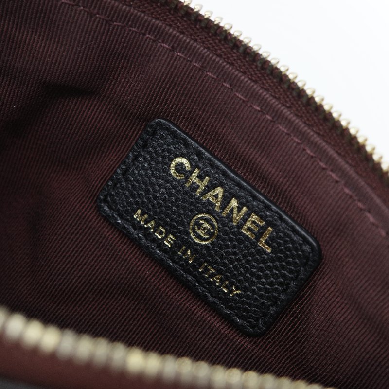 Chanel 香奈兒 經典荔枝紋 黑色 小牛皮 銀釦 拉鍊零錢包-8