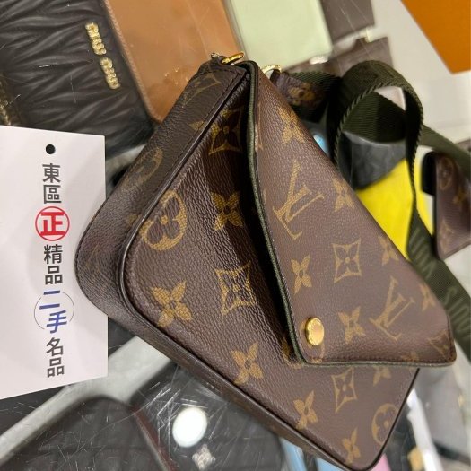 東區正精品㊣LV M80091 FÉLICIE STRAP & GO 原花綠色背帶二合一斜背包信封包RZ6262-3