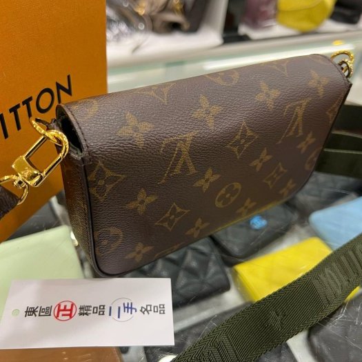 東區正精品㊣LV M80091 FÉLICIE STRAP & GO 原花綠色背帶二合一斜背包信封包RZ6262-4