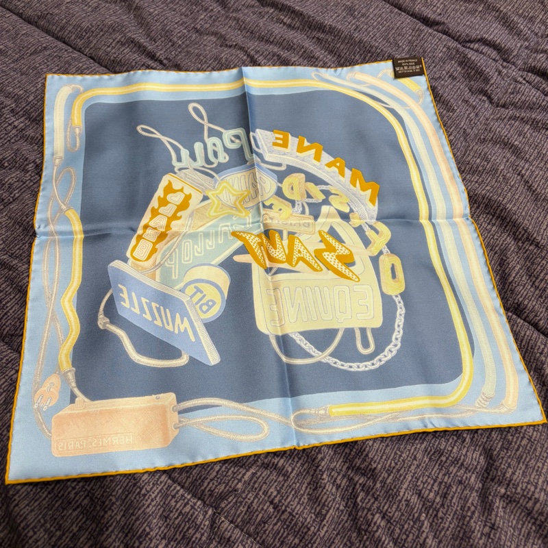 Hermes 駿馬菱鏡 Chevaloscope Neon scarf 45*45絲巾 方巾 絕版品-5
