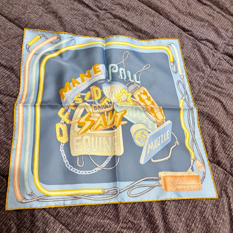 Hermes 駿馬菱鏡 Chevaloscope Neon scarf 45*45絲巾 方巾 絕版品-9