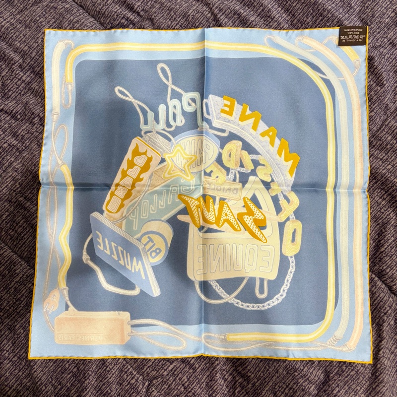 Hermes 駿馬菱鏡 Chevaloscope Neon scarf 45*45絲巾 方巾 絕版品-11