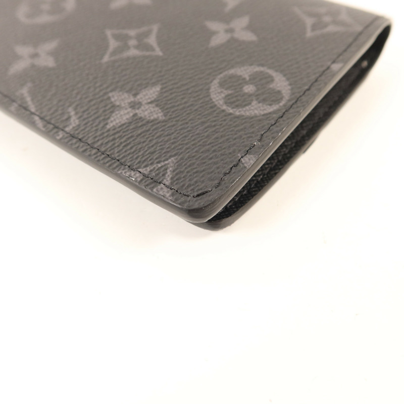 LOUIS VUITTON Monogram Eclipse Brazza銀扣長錢包-10