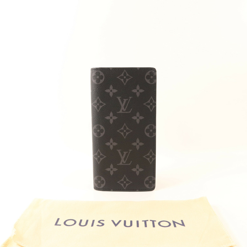 LOUIS VUITTON Monogram Eclipse Brazza銀扣長錢包-13