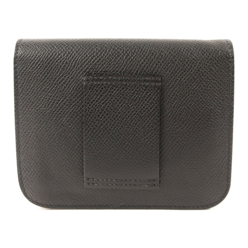 HERMES Epsom皮革Constance Slim銀扣錢包Noir-1