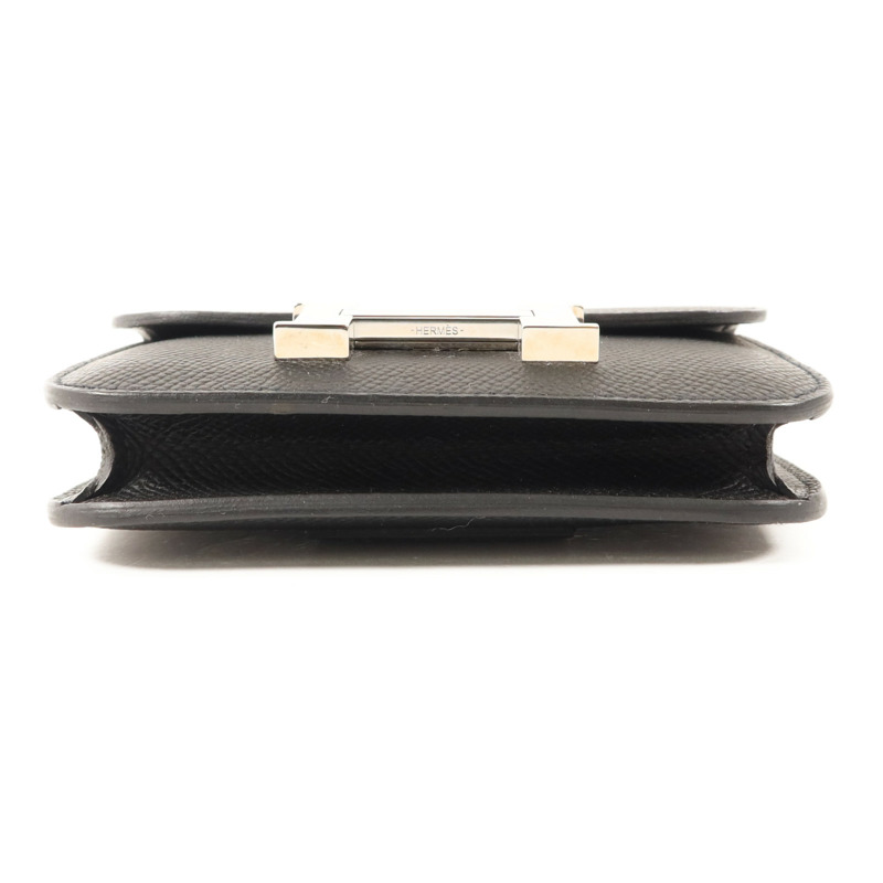 HERMES Epsom皮革Constance Slim銀扣錢包Noir-3