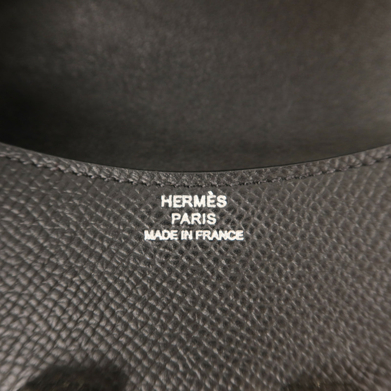 HERMES Epsom皮革Constance Slim銀扣錢包Noir-5