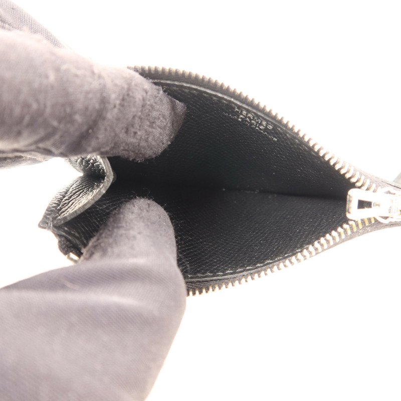 HERMES Epsom皮革Constance Slim銀扣錢包Noir-9