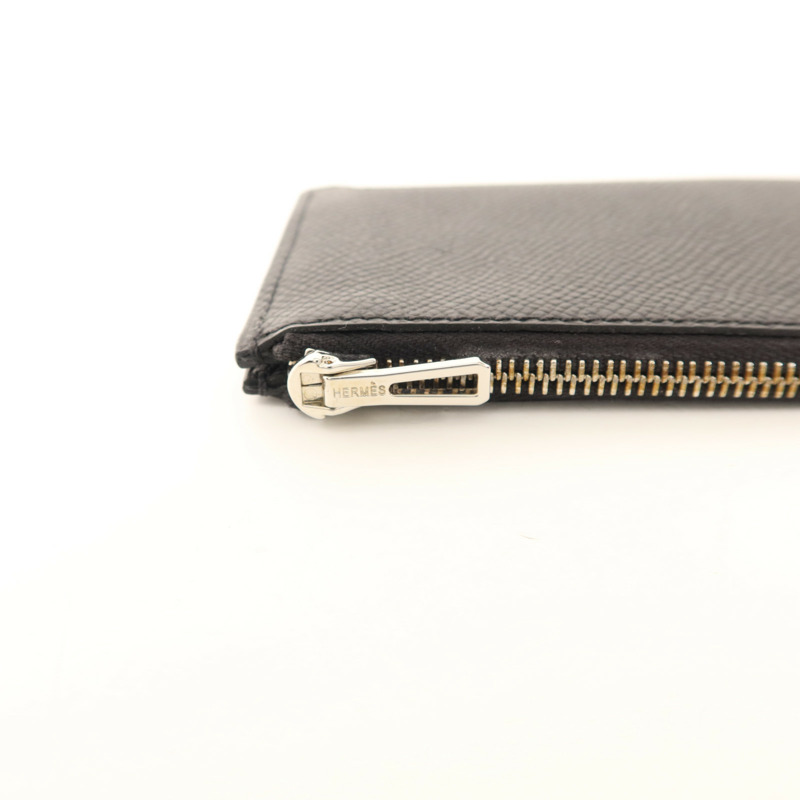 HERMES Epsom皮革Constance Slim銀扣錢包Noir-10