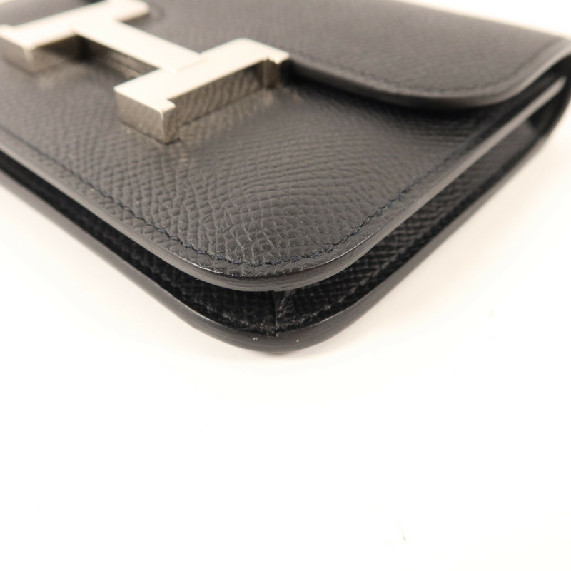 HERMES Epsom皮革Constance Slim銀扣錢包Noir-11