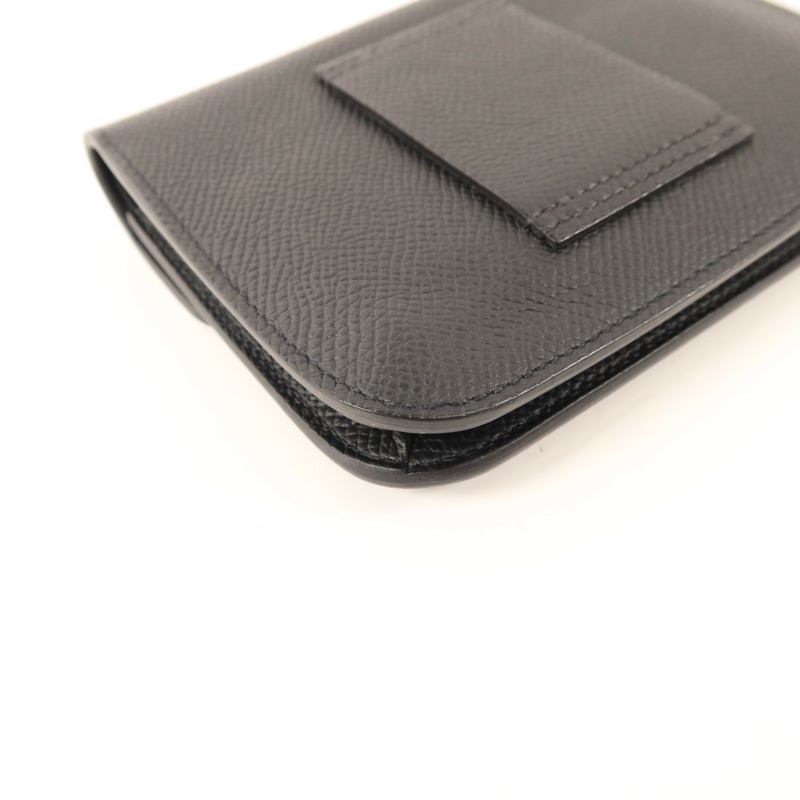 HERMES Epsom皮革Constance Slim銀扣錢包Noir-14